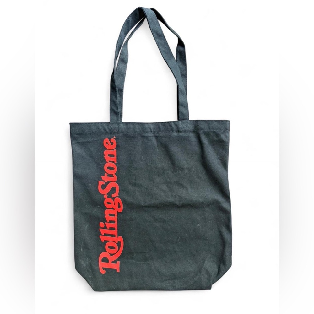 ROLLING STONE black canvas tote. Clean, nice size. 14.5”x17”x3.5”